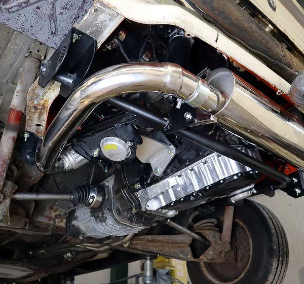 Custom stainless exhaust, fabricated and fitted in-house